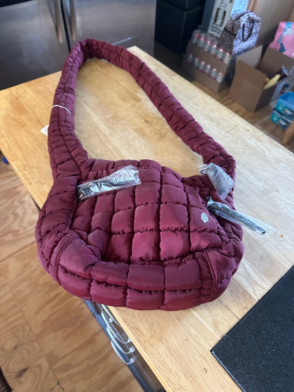 FP Movement by Free People Quilted Crossbody Bag in Burgundy
